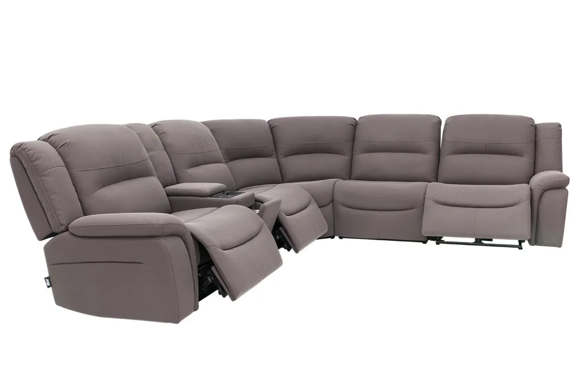Jaxon 6 Piece 2 Power Sectional With 2 Power Armless Recliner In Mushroom