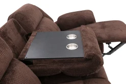 Jayne Reclining Sofa W/ Drop Down Table In Charcoal