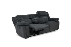 Jayne Reclining Sofa W/ Drop Down Table In Charcoal