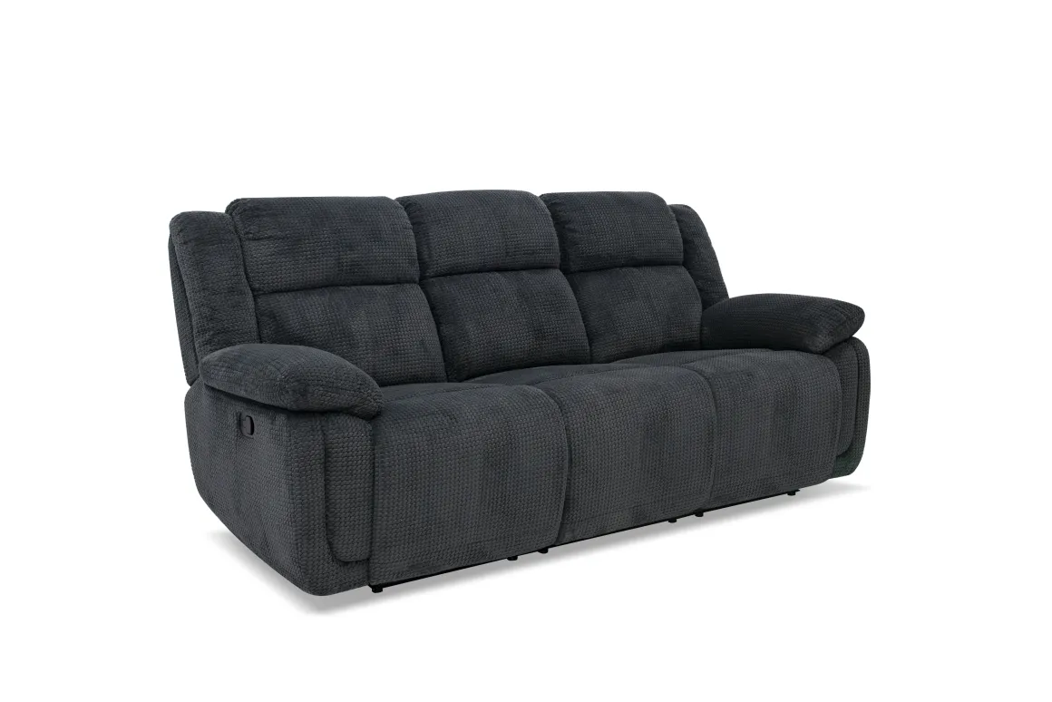Jayne Reclining Sofa W/ Drop Down Table & Console Loveseat In Charcoal