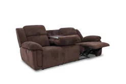 Jayne Reclining Sofa W/ Drop Down Table & Console Loveseat In Charcoal