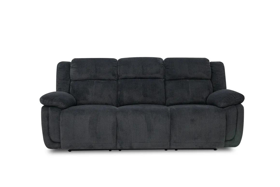 Jayne Reclining Sofa W/ Drop Down Table & Console Loveseat In Charcoal