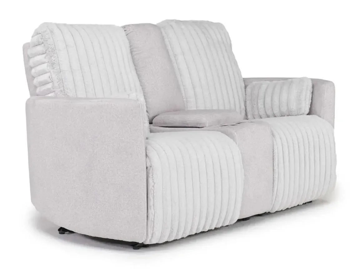 Jessica 2 Power Console Loveseat In Presley Fog/Charlotte Mist
