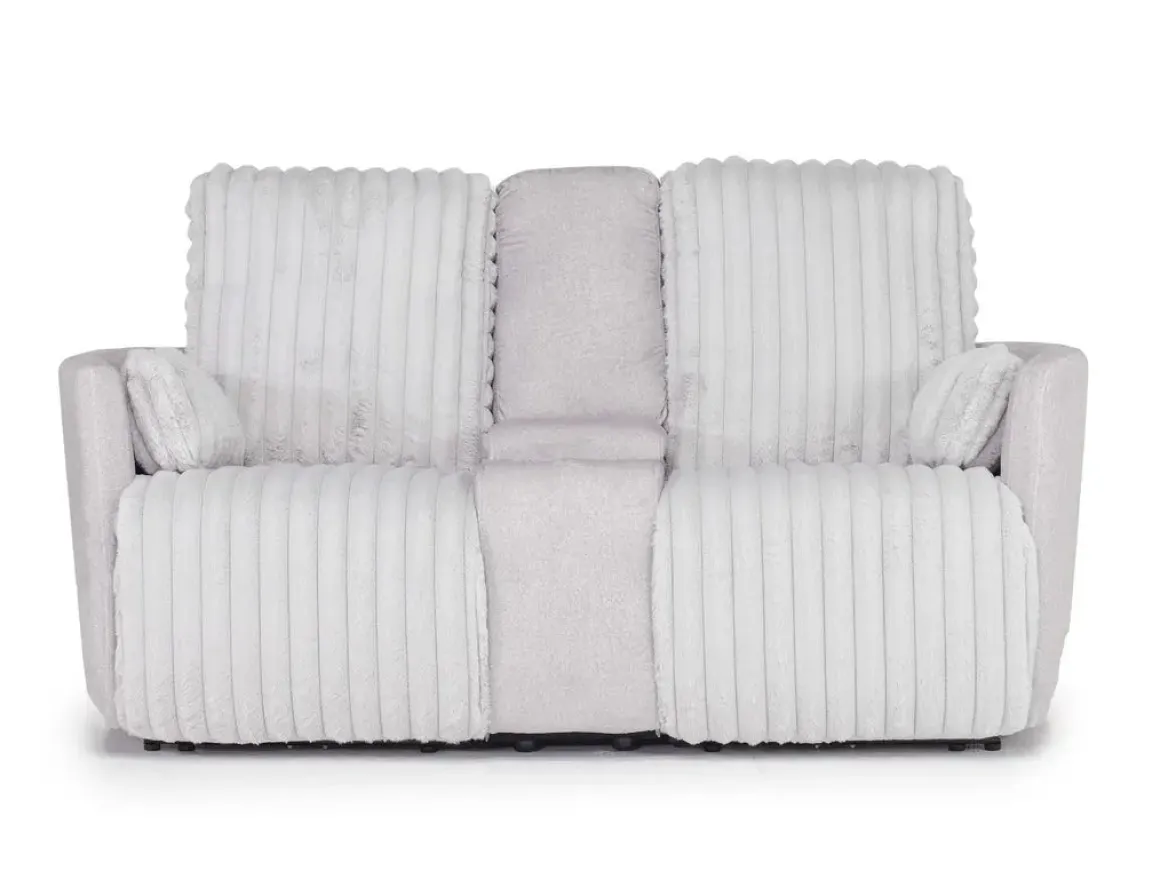 Jessica 2 Power Console Loveseat In Presley Fog/Charlotte Mist