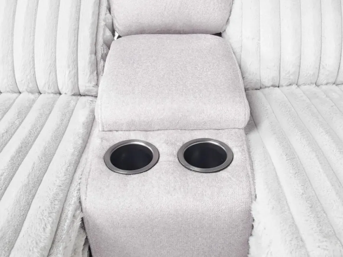 Jessica 2 Power Console Loveseat In Presley Fog/Charlotte Mist