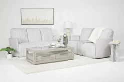 Jessica Reclining Sofa & Console Loveseat In Presley Fog/Charlotte Mist