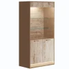 Jo Curio Cabinet In Gold/Travertino Eco Stone