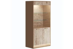 Jo Curio Cabinet In Gold/Travertino Eco Stone