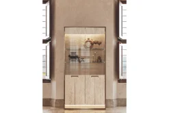 Jo Curio Cabinet In Gold/Travertino Eco Stone