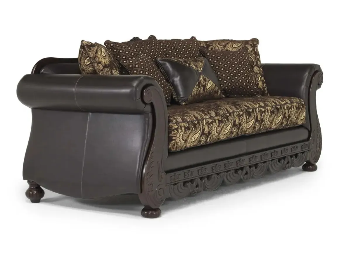 Jupiter Sofa In Gold & Dark Brown