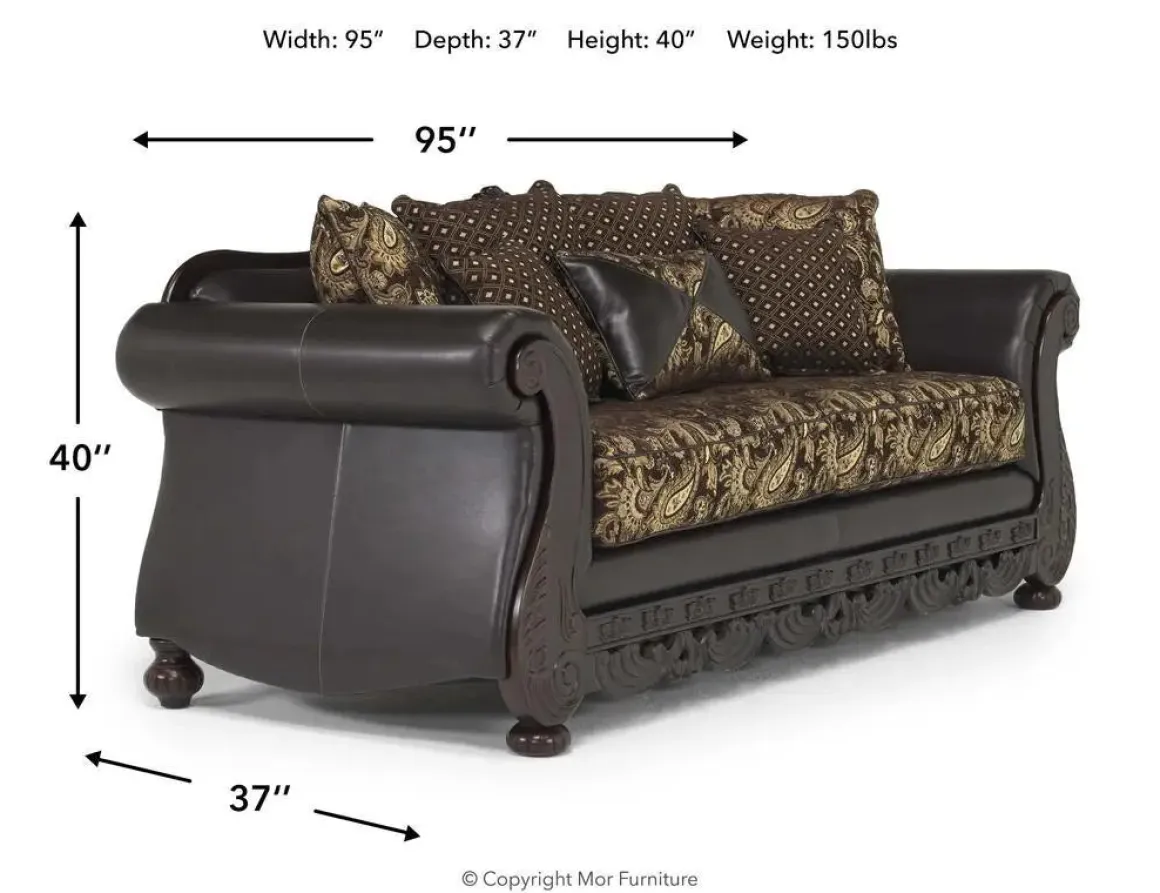 Jupiter Sofa In Gold & Dark Brown