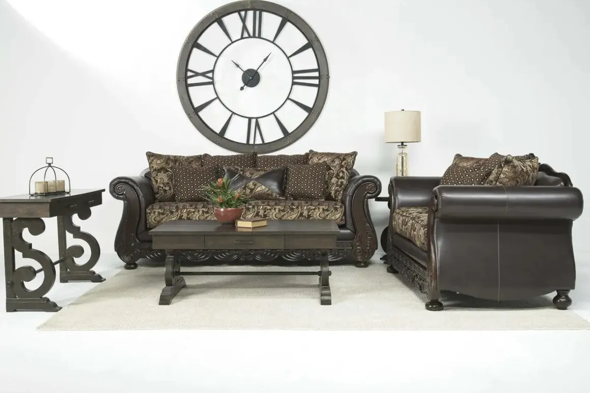 Jupiter Sofa In Gold & Dark Brown