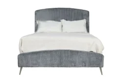 Kailani Upholstered Panel Bed, Dresser, Mirror & Nightstand In Black, Queen