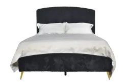 Kailani Upholstered Panel Bed, Dresser, Mirror & Nightstand In Black, Queen