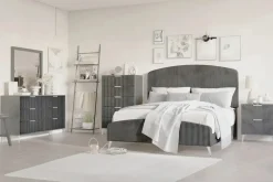 Kailani Upholstered Panel Bed In Black, Queen