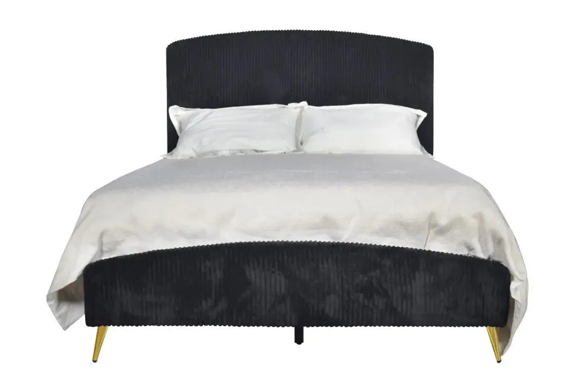 Kailani Upholstered Panel Bed In Black, Queen