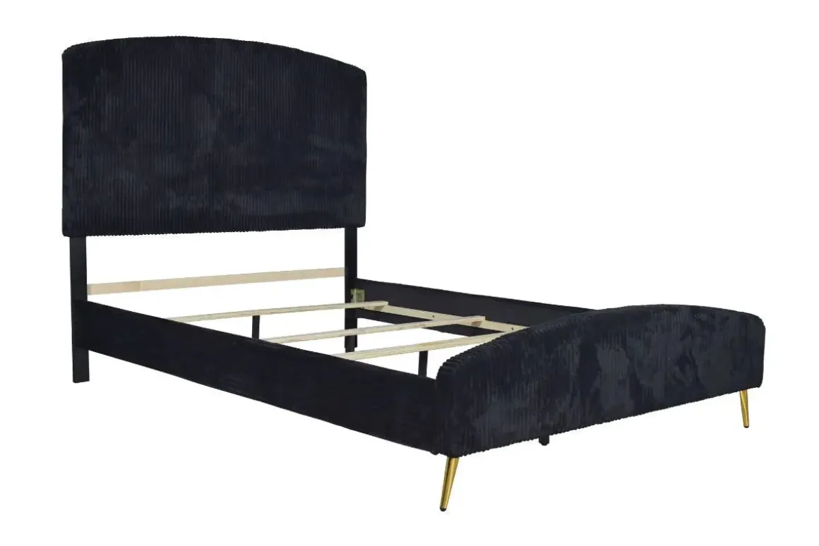 Kailani Upholstered Panel Bed In Black, Queen