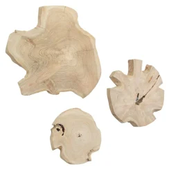 Kalani Wood Wall Art In Bleached Brown, Set Of 3