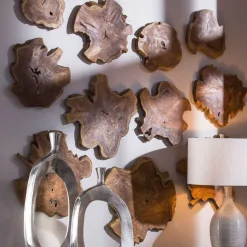 Kalani Wood Wall Art In Bleached Brown, Set Of 3