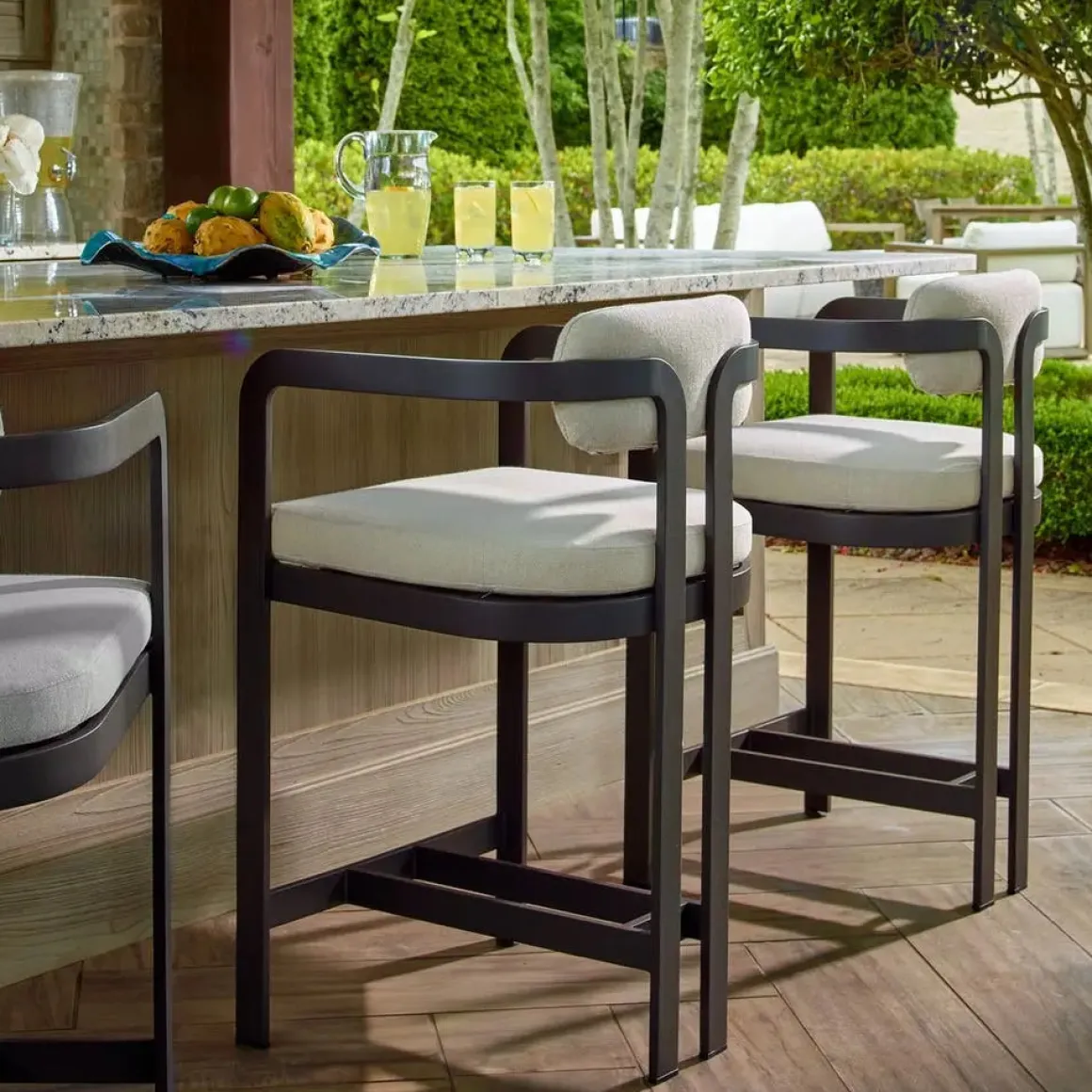 Kalmar Outdoor Counter Height Stool In Black