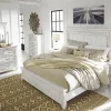Kanwyn Panel Bed, Dresser, Mirror & Nightstand In White Wash, Queen