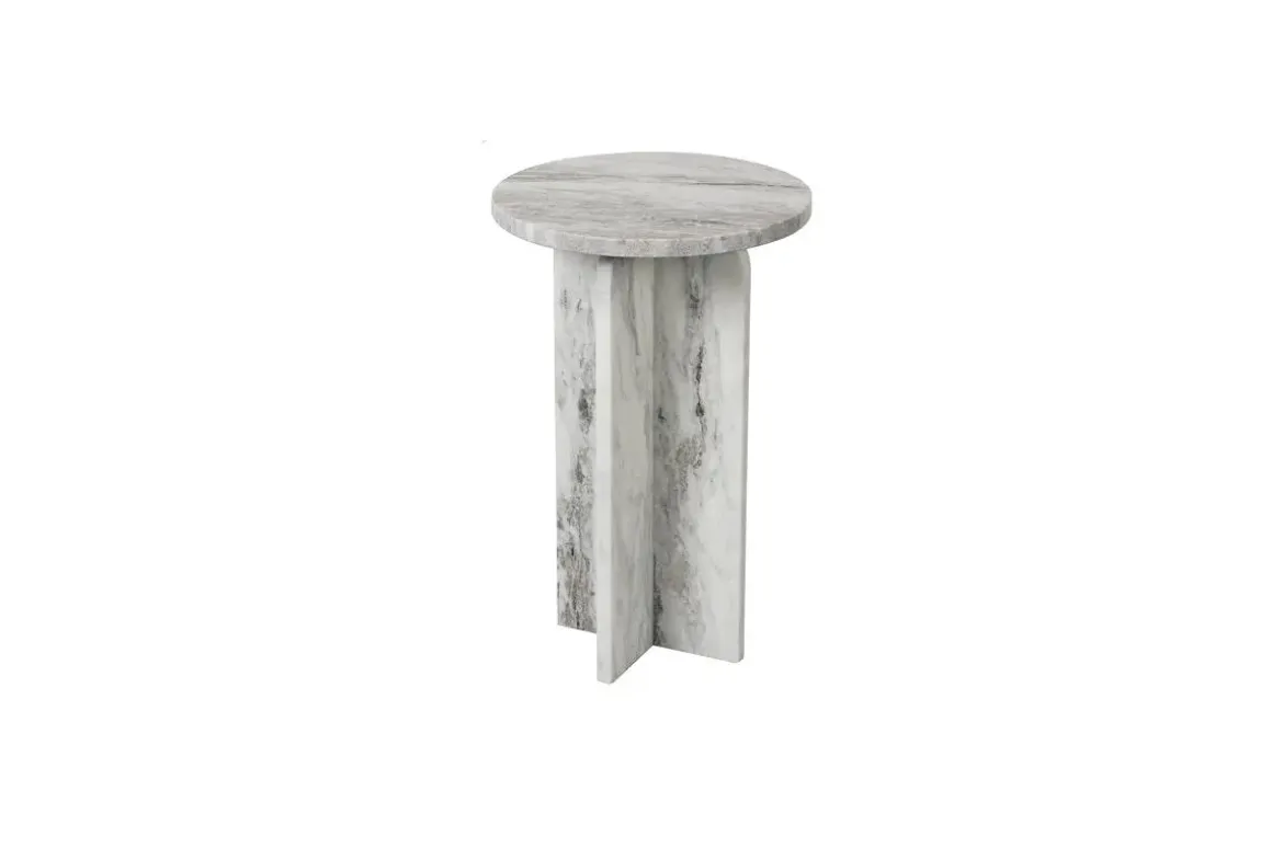 Keithwell Round Accent Table In Gray & White