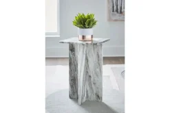 Keithwell Round Accent Table In Gray & White