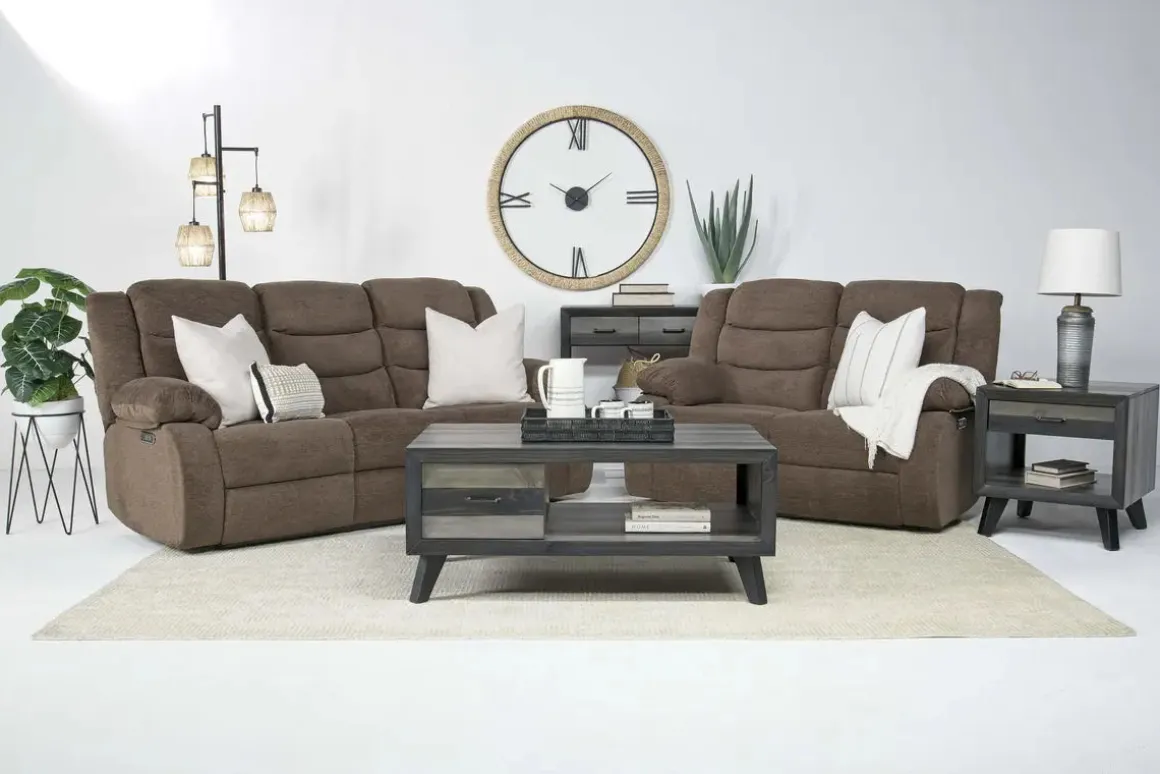 Kelsey Power Sofa & Loveseat In Light Brown