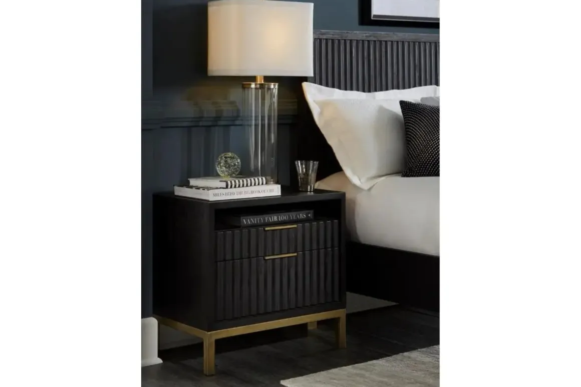 Kentfield 2 Drawer Nightstand In Black Drifted Oak