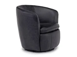 Kierreys Swivel Chair In Charcoal Leather