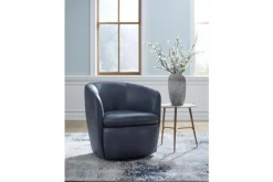 Kierreys Swivel Chair In Charcoal Leather