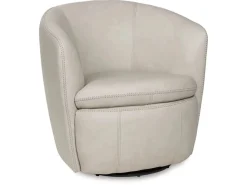 Kierreys Swivel Chair In Charcoal Leather