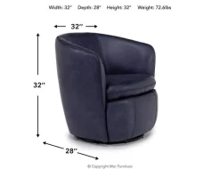 Kierreys Swivel Chair In Charcoal Leather