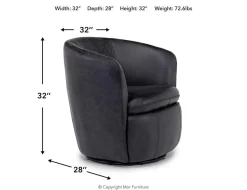 Kierreys Swivel Chair In Charcoal Leather