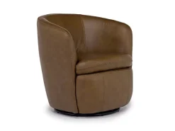 Kierreys Swivel Chair In Charcoal Leather