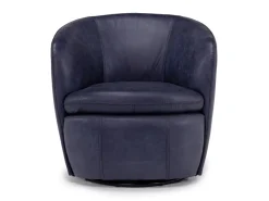 Kierreys Swivel Chair In Charcoal Leather