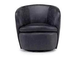 Kierreys Swivel Chair In Charcoal Leather