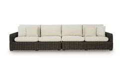 Kimora Outdoor 2 Piece Sectional In Beige/Dark Brown