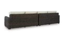 Kimora Outdoor 2 Piece Sectional In Beige/Dark Brown