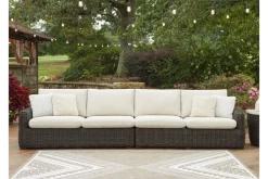 Kimora Outdoor 2 Piece Sectional In Beige/Dark Brown