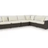 Kimora Outdoor 4 Piece Sectional In Beige/Dark Brown