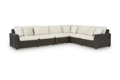 Kimora Outdoor 4 Piece Sectional In Beige/Dark Brown