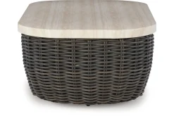 Kimora Outdoor Coffee Table In Beige/Dark Brown