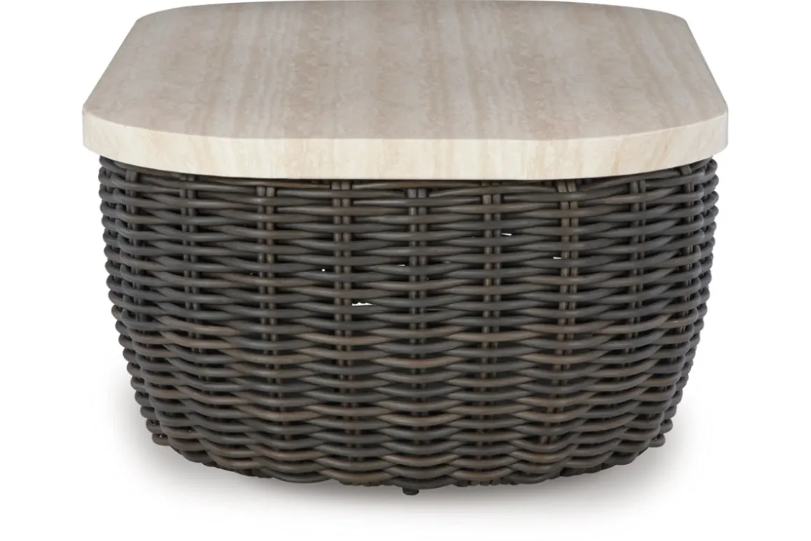 Kimora Outdoor Coffee Table In Beige/Dark Brown