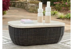 Kimora Outdoor Coffee Table In Beige/Dark Brown