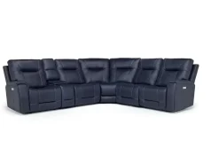 Kingston 6 Piece 3 Power Sectional W/ 3 Power Armless Recliner In Canyon Ocean