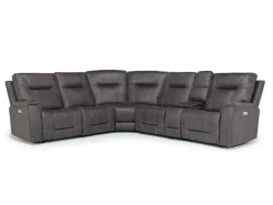 Kingston 6 Piece 3 Power Sectional W/ 3 Power Armless Recliner In Canyon Ocean