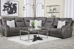 Kingston 6 Piece 3 Power Sectional In Canyon Ocean