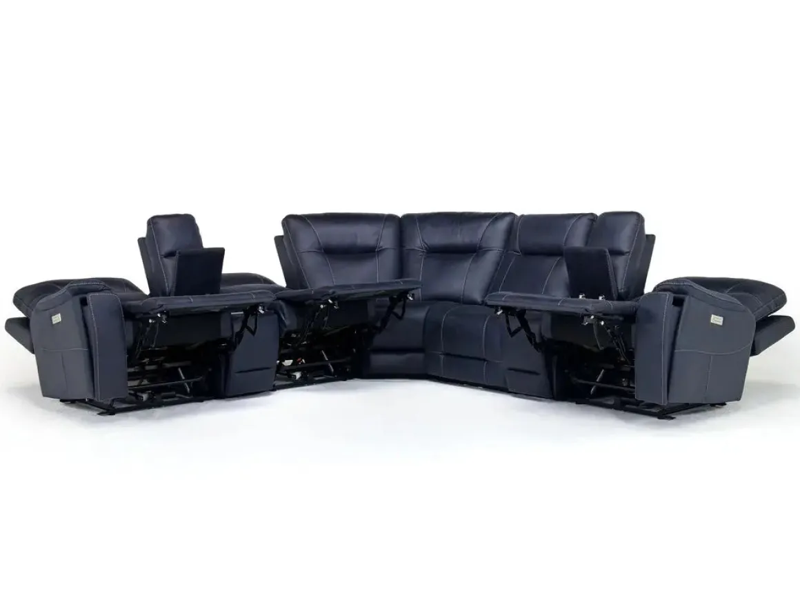 Kingston 7 Piece Sectional W/ 3 Power Armless Recliner & Usb In Canyon Ocean