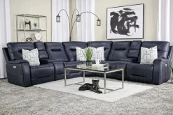 Kingston 7 Piece Sectional W/ 3 Power Armless Recliner & Usb In Canyon Ocean
